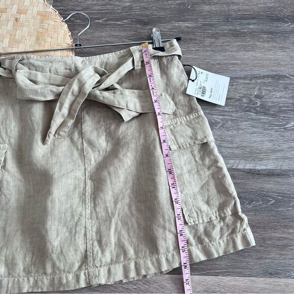 Nwt Bella Dahl 100% linen Cargo mini skirt in palm green size M womens - Picture 4 of 9